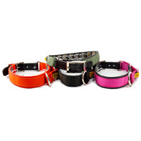 Keeper Collars Hidden Prong with Leather Strap - 14" Orange