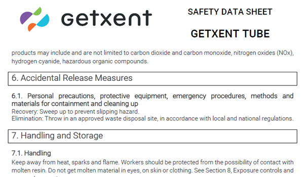 Getxent Tube - MSDS (Material Safety Data Sheet)
