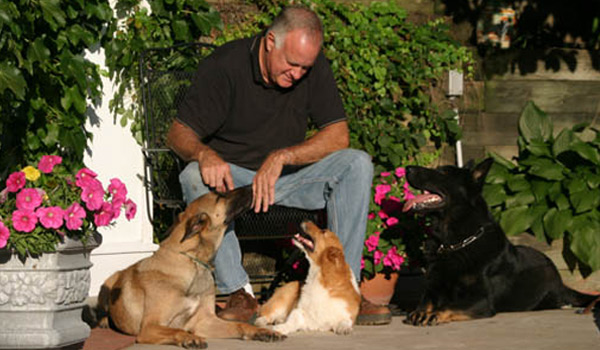 Ed with the house dogs