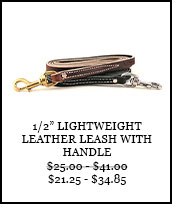 1/2 inch Lightweight Leather Leash with Handle