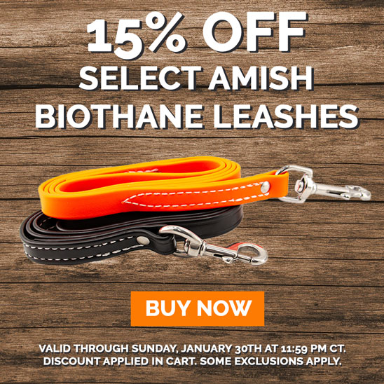 15% Off Amish Biothane Leashes.