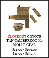 Closeout Coyote Tan CaliberDog K9 Molle Gear