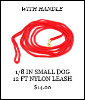 1/8 inch Small Dog 12 ft Nylon Leash with Handle