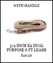3/4 inch K9 Dual Purpose 6 Ft Leash with Handle