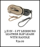 3/8 inch - 6 Foot Leerburg Leather Slip Leash with Handle