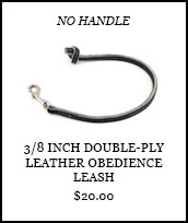 3/8 inch Double-Ply Leather Obedience Leash - No Handle
