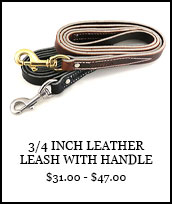3/4 inch Leather Leash with Handle