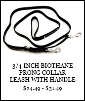 3/4 inch BioThane Prong Collar Leash with Handle