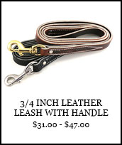 3/4 inch Leather Leash with Handle