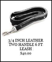3/4 inch Leather Two Handle 6 ft Leash