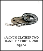 1/2 inch Leather Two Handle 6 foot Leash