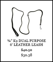 ¾” K9 Dual Purpose 6’ Leather Leash