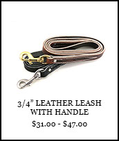 3/4in Leather Leash with Handle