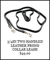 3/4in Two Handled Leather Prong Collar Leash