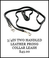 3/4in Two-Handled Leather Prong Collar