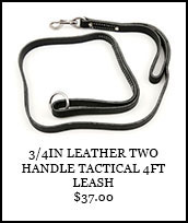3/4in Leather Two Handle Tactical Leash