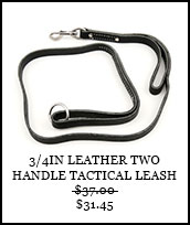3/4in Leather Two Handle Tactical 4FT Leash