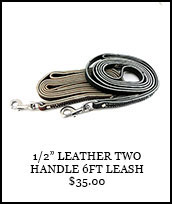 1/2in Leather 2-Handle Leash