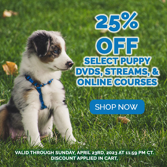 25% OFF on Select Puppy DVDs, Streams and Online Courses.