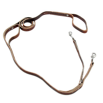 3/4in Two Handled Leather Prong Collar Leash