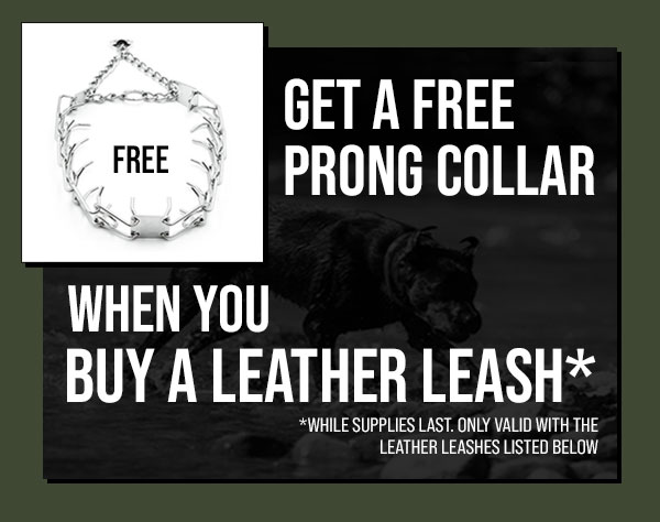 Free prong collar when you buy a select leather leash - while supplies last