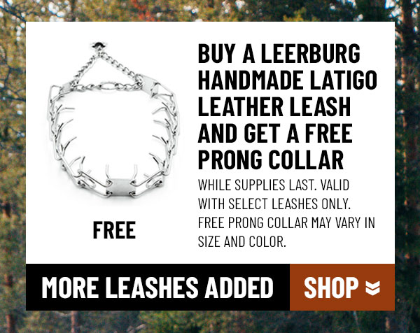 Buy a Leerburg Handmade Latigo Leather Leash and Get a Free Prong Collar