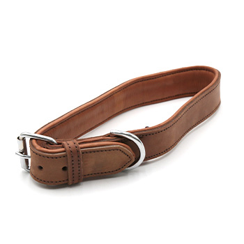 Padded Leather Collar - Large - Brown