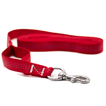 15FT Flat Nylon Long Leash with 2 handles - Red