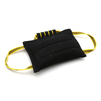 Black/Yellow French Linen Puppy Bite Pillow