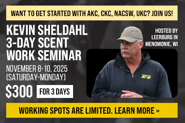 3-Day Scent Work Seminar with Kevin Sheldahl