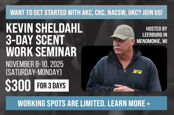 3-Day Scent Work Seminar with Kevin Sheldahl