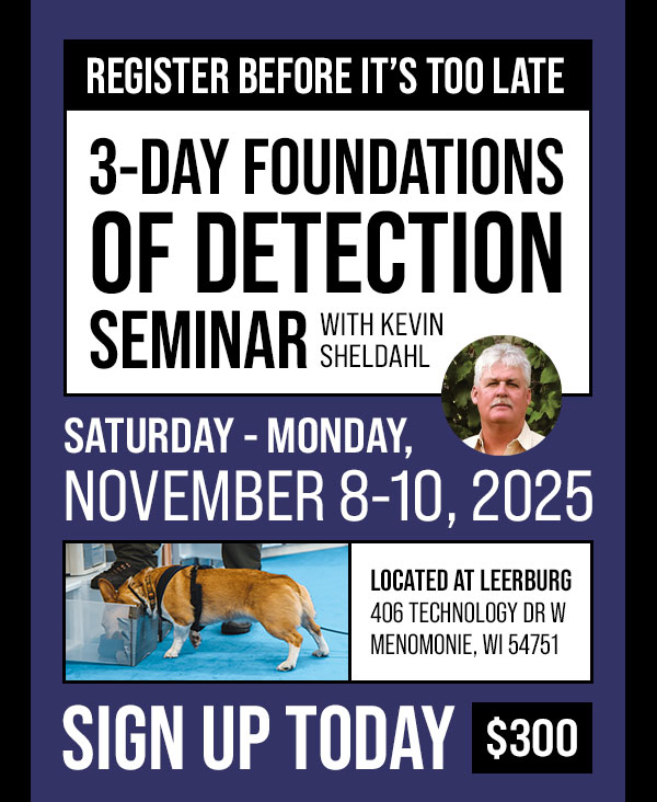 3-Day Scent Work Seminar with Kevin Sheldahl