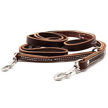 3/4-in Two Handled Latigo Leather Prong Collar Leash