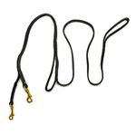 Black 2-Handle Leather Prong Collar Leash  - 6 ft x 3/4 in