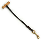 Brown Leather Jerk Tab with Wooden Handle