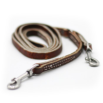 6' Brown 1/2” Latigo Leather Prong Collar Leash