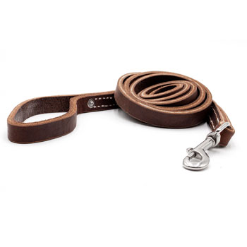 Leerburg’s Latigo Leather Dog Leash - 3/4 inch  Made in Wisconsin w/SS or Brass Hardware