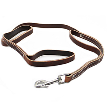 3/4" Two Handle Leather Leash - 6ft