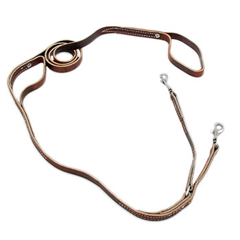 Image of 3/4" Two Handled Leather Prong Collar Leash - 6ft