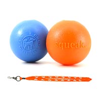 Orbee Tuff Squeak Ball with Orange Leerburg Lanyard