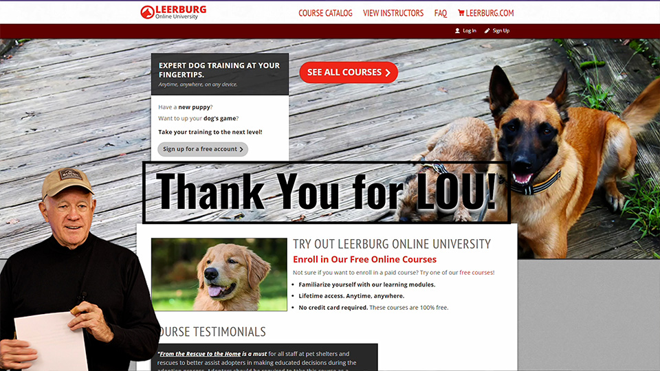 Thank You for Leerburg Online University | Dog Training Courses