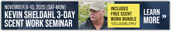 Join us November 8-10 for Kevin Sheldahl's Scent Work Seminar