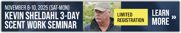 Join us November 8-10 for Kevin Sheldahl's Scent Work Seminar