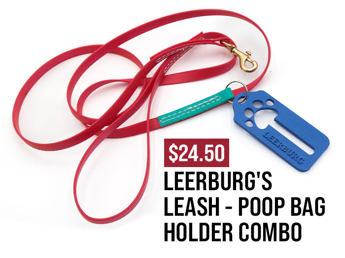 Leerburg's Leash - Poop Bag Holder Combo